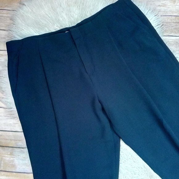 Vince. | Navy Blue Silky Pleated Front Tapered Haram Cropped Ankle Dress Pants - Picture 3 of 9